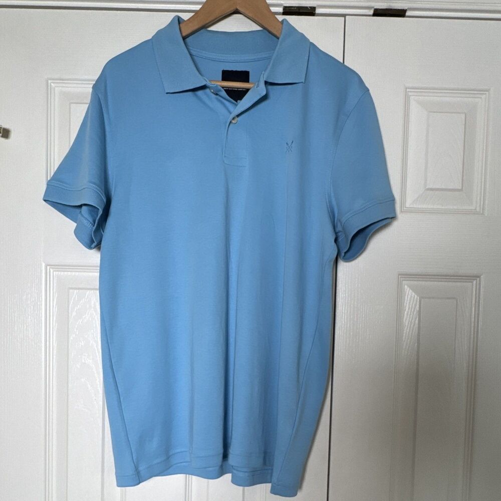 Crew Clothing Company Men’s Blue Cotton Short Sleeve Polo Shirt Size L